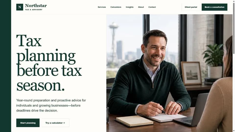 Tax firm website design available through TaxAutomate Website Studio
